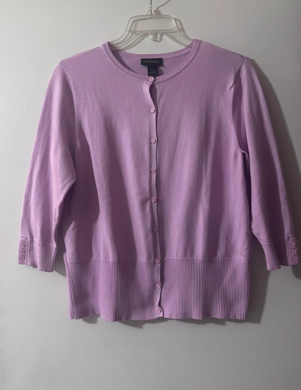 Lane Bryant Lavender 3/4 Sleeve Button Cardigan 14/16